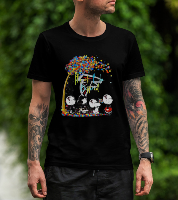 Atlanta Falcons Peanuts Characters Autism Fall It's Ok To Be Different T-Shirt