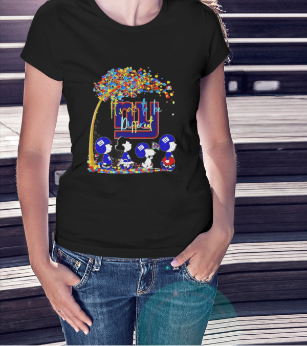 New York Giants Peanuts Characters Autism It's Ok To Be Different Fall T-Shirt