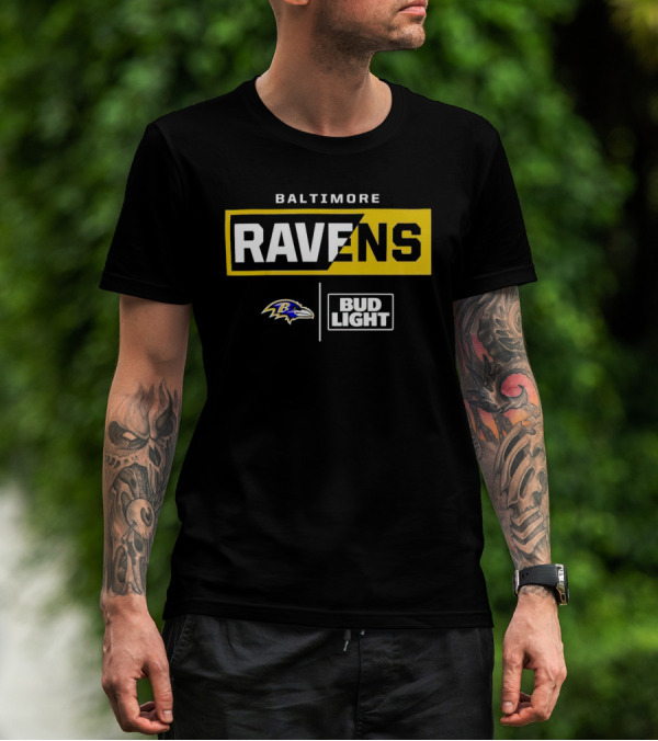 Baltimore Ravens Bud Light Logo With Ravens T-Shirt
