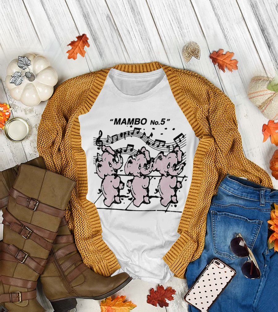Mambo No. 5 Dancing Elephants Music Notes T-Shirt