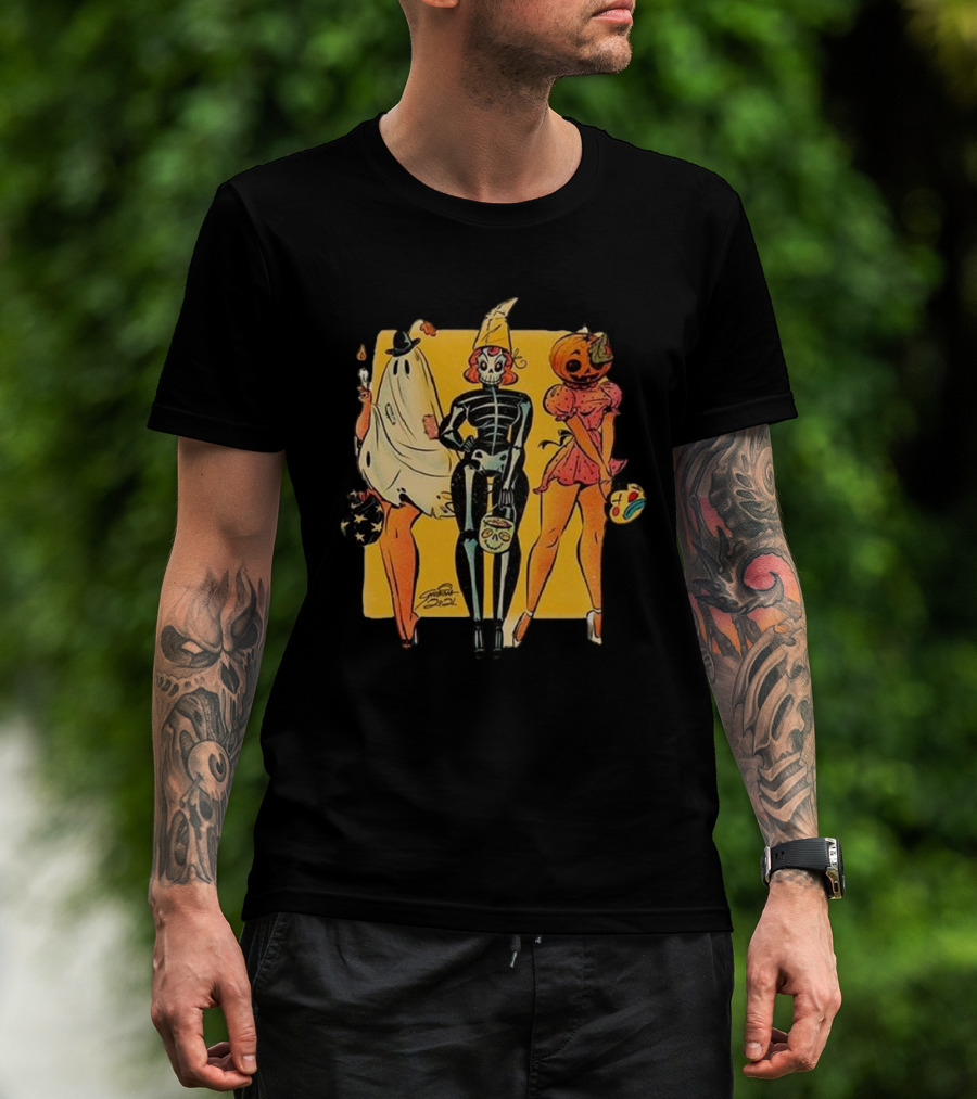 Halloween Scary Women Ghost Skeleton Pumpkin Fashion T-Shirt