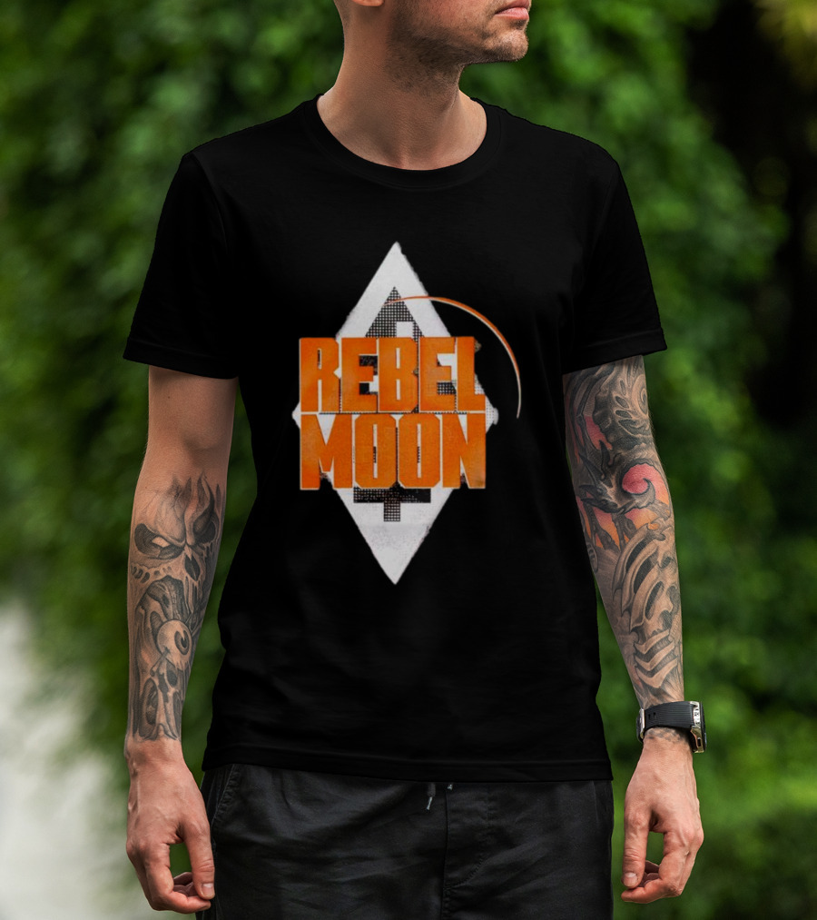Rebel Moon Diamond Badge Icon Orange Text T-Shirt