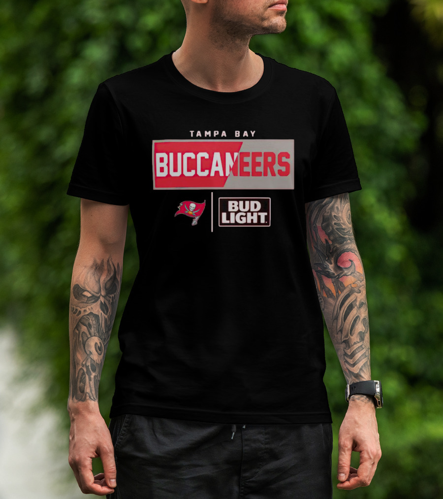 Tampa Bay Buccaneers Bud Light NFL Team Logo Collaboration T-Shirt