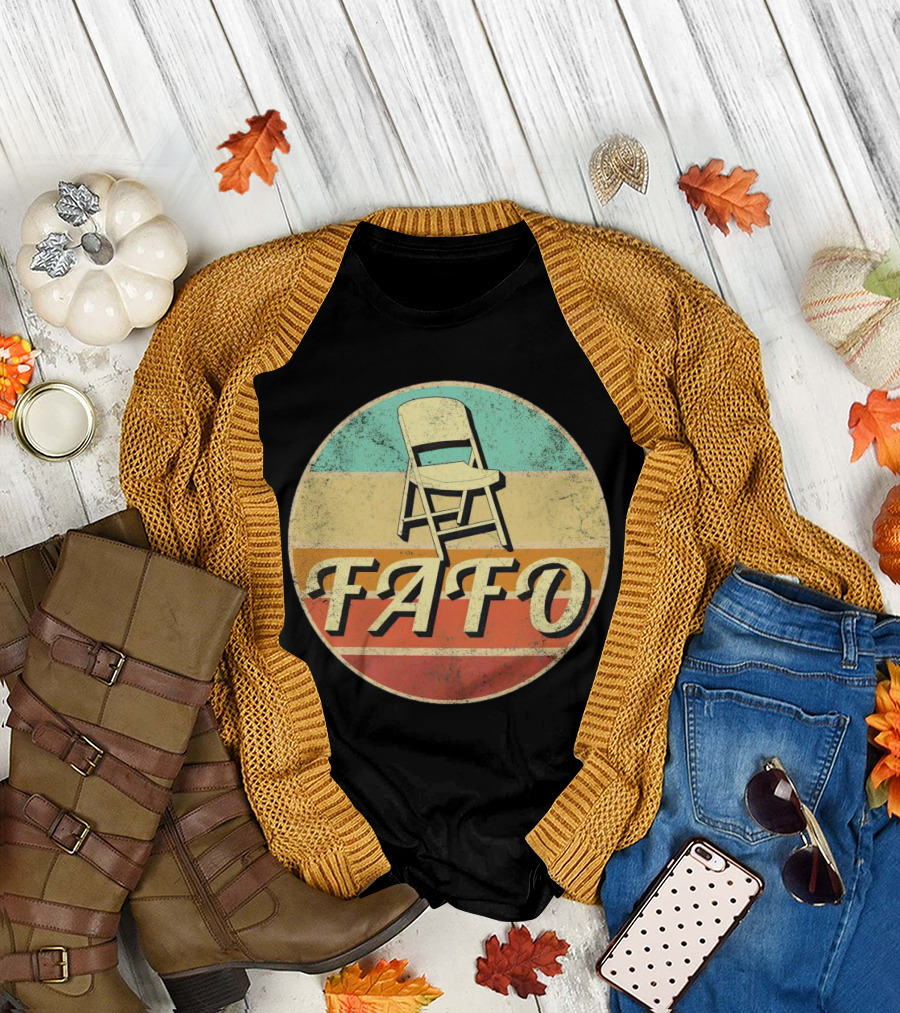 FAFO Folding Chair Retro Vintage Circle Stripe T-Shirt