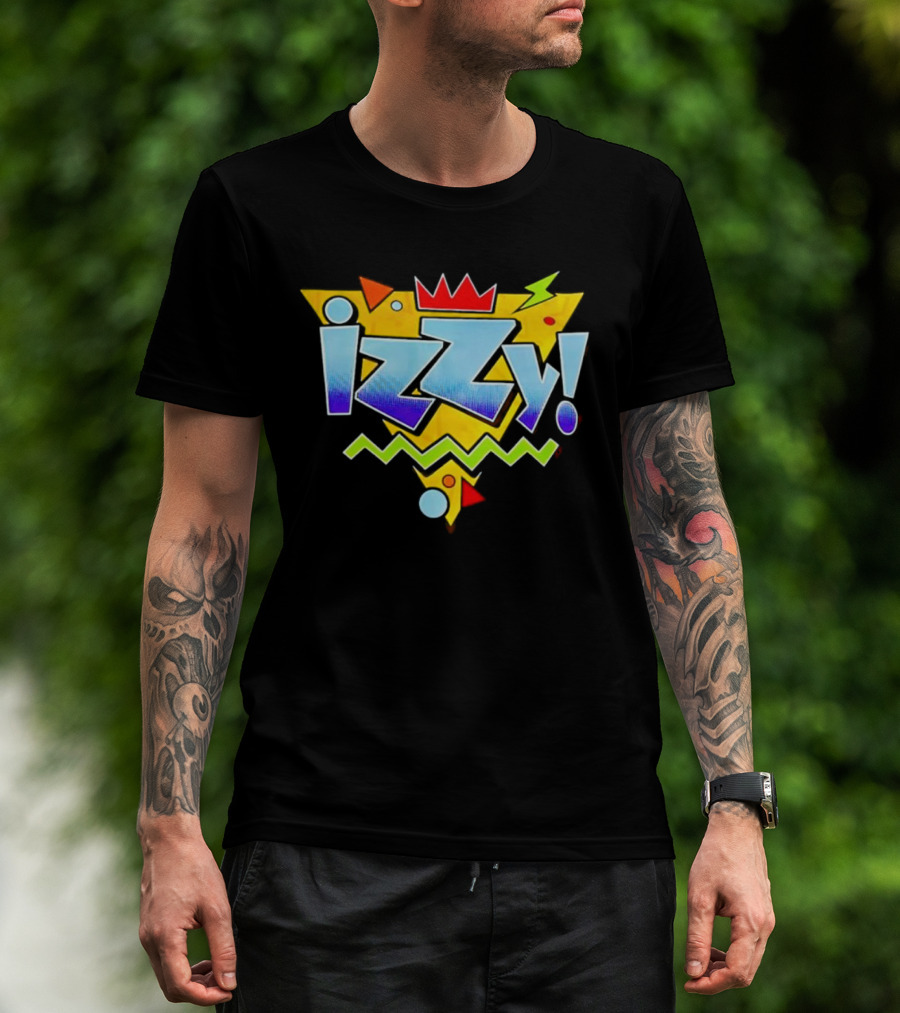 Izzy 90s Retro Triangles Zigzag Crown Bright Colors T-Shirt