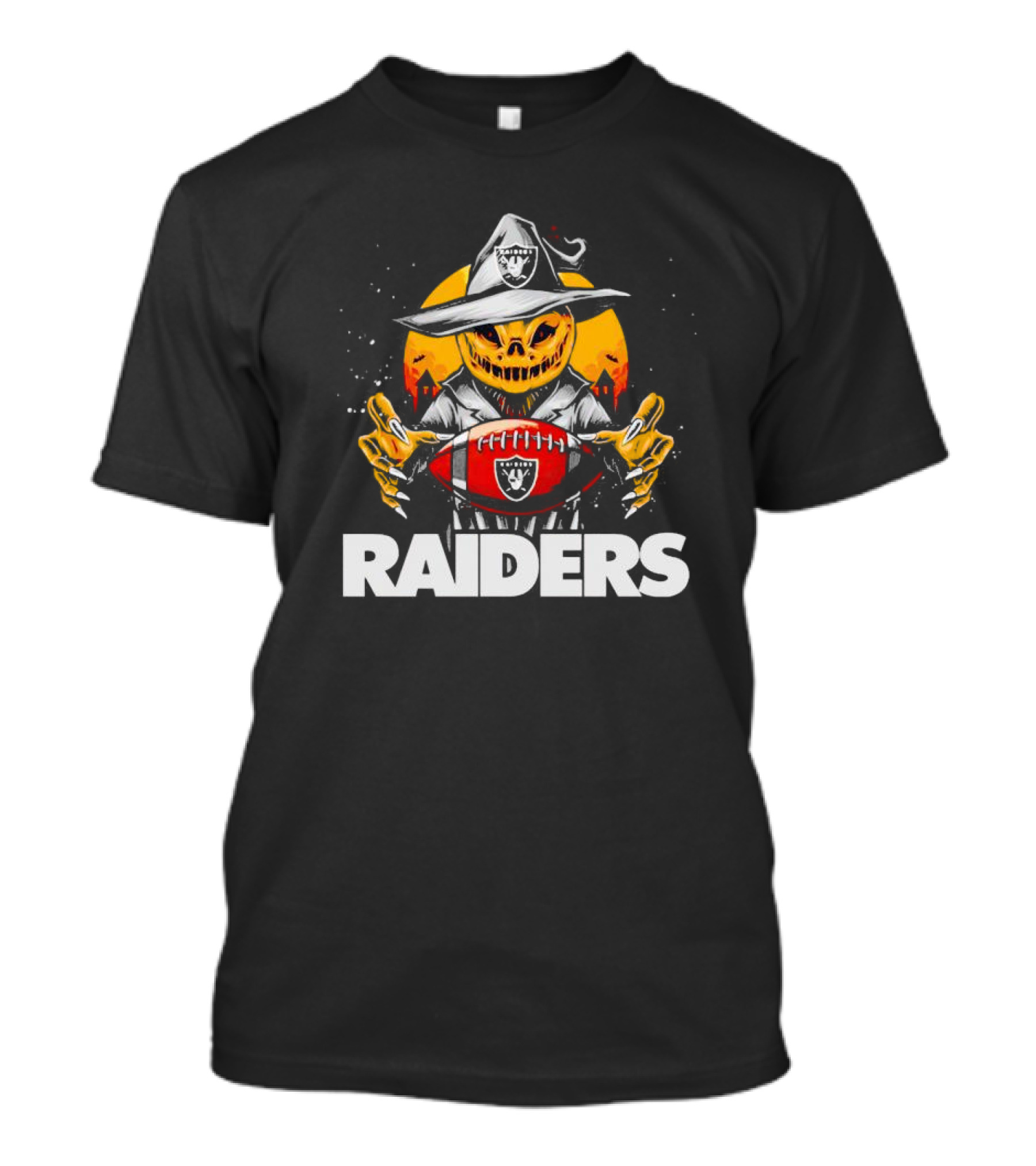 Las Vegas Raiders Halloween Pumpkin Witch Holding Football T-Shirt