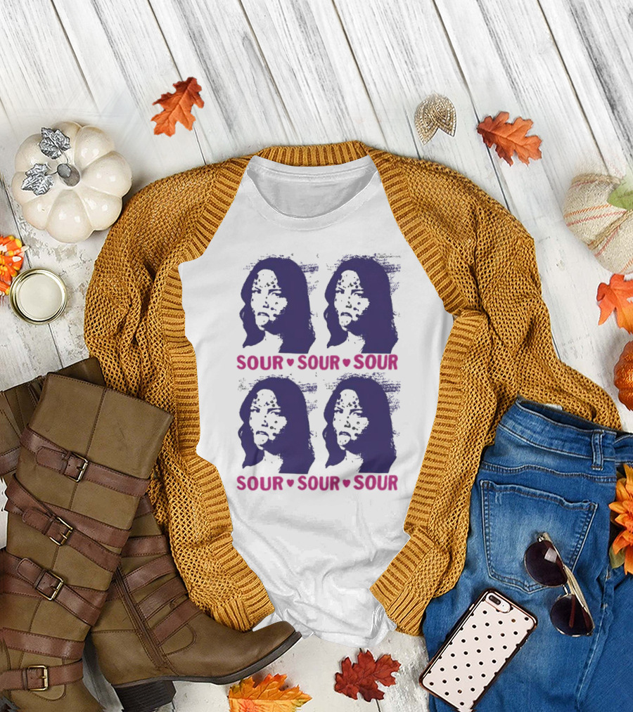 Sour Olivia Rodrigo Grid Pattern Boyfriend T-Shirt