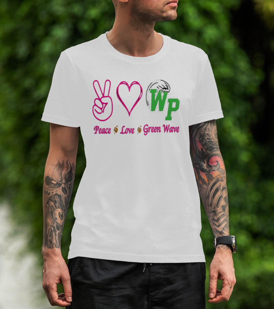 Peace Love Football WP Green Wave T-Shirt