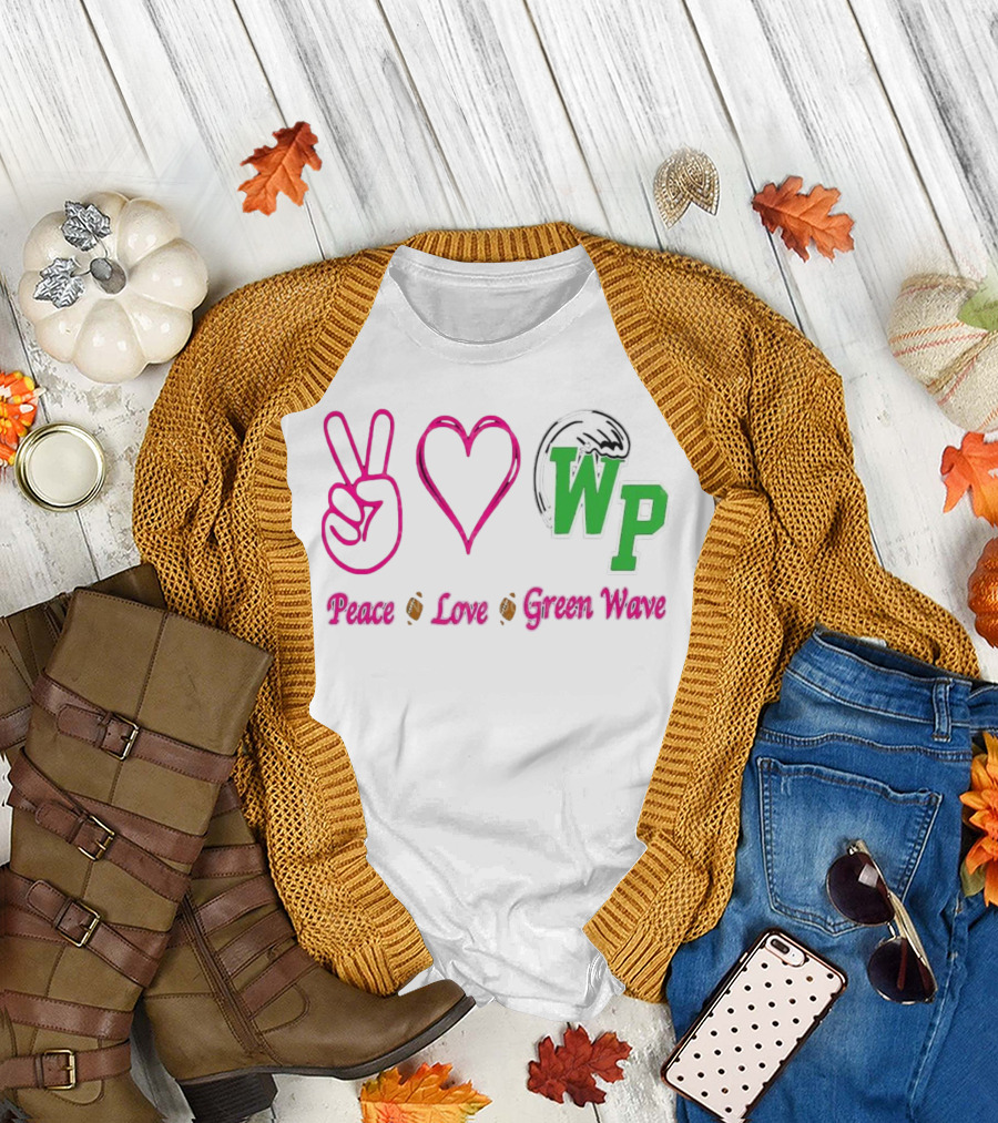 Peace Love Football WP Green Wave T-Shirt