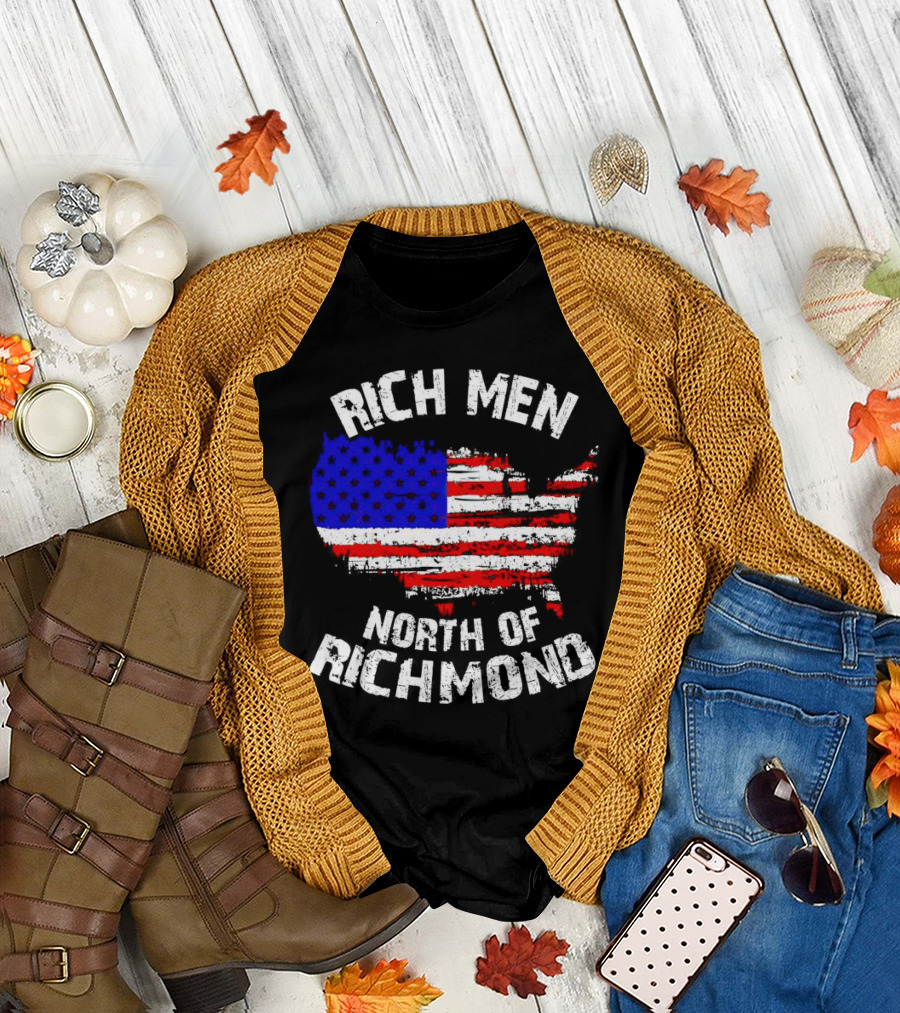 Rich Men North of Richmond American Flag Map T-Shirt