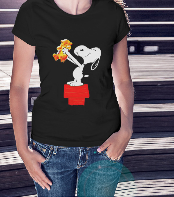 Snoopy Holding Simba From Lion King Scene T-Shirt