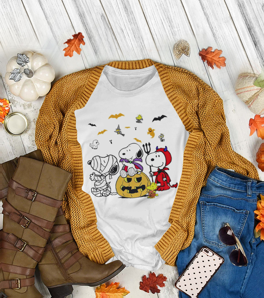 Halloween Snoopy Trick or Treat with Pumpkin and Ghosts T-Shirt