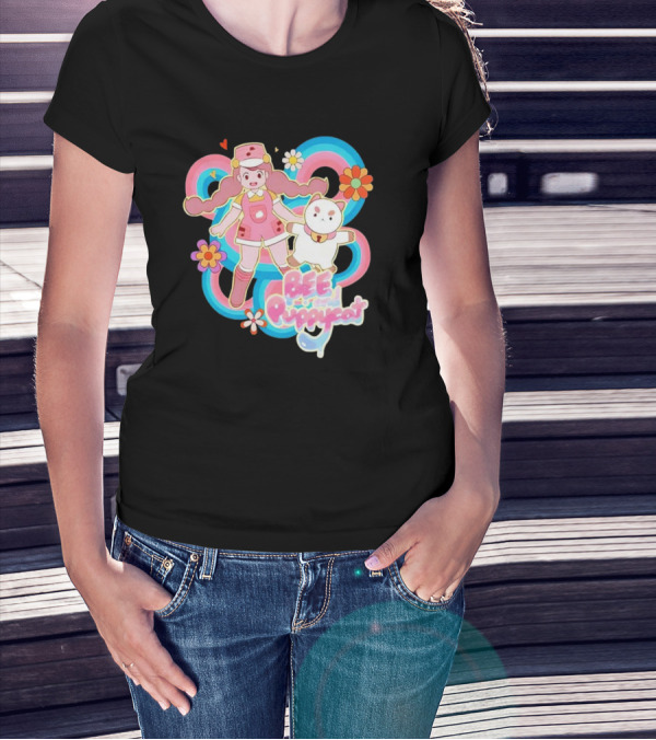 Bee And Puppycat Adventures Retro Floral Vibes T-Shirt