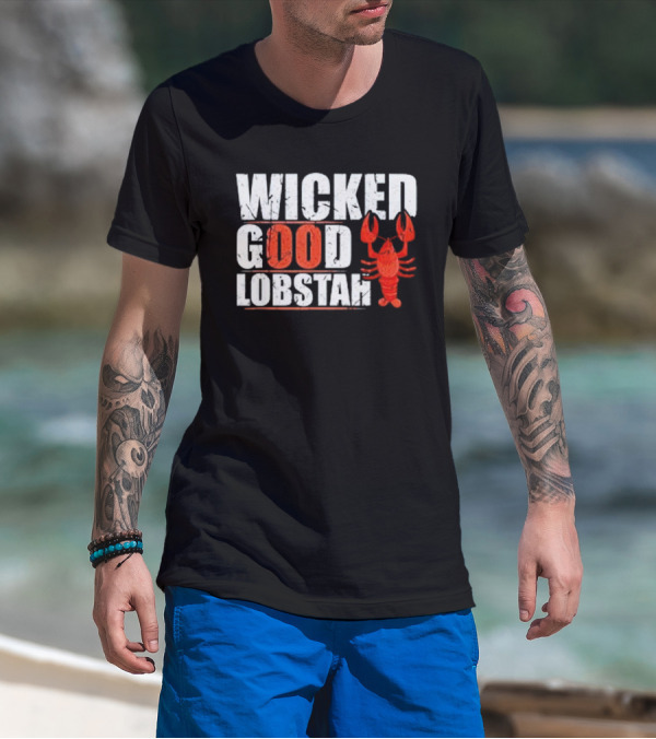 Wicked Good Lobstah Lobster Maine New England Phrase T-Shirt