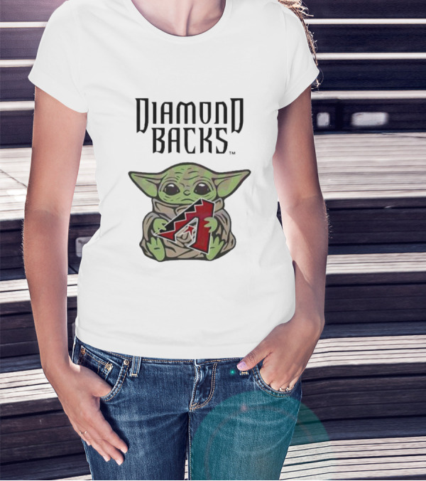Diamondbacks Baby Yoda Hugging T-Shirt