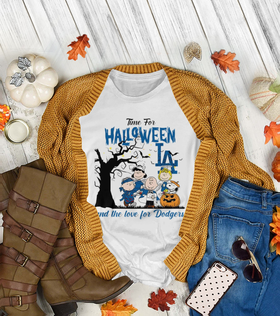 Time for Halloween LA and the Love for Dodgers Peanuts Characters T-Shirt