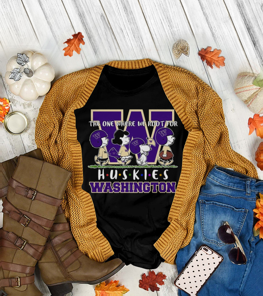 The One Where We Root for Washington Huskies Peanuts Characters T-Shirt