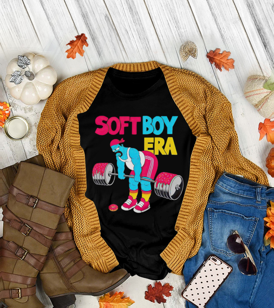 Soft Boy Era Donut Weightlifting Cartoon T-Shirt