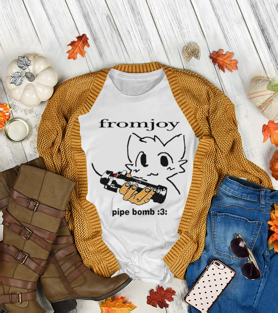 fromjoy Pipe Bomb :3 Cat Silhouette with Hand Holding Object T-Shirt