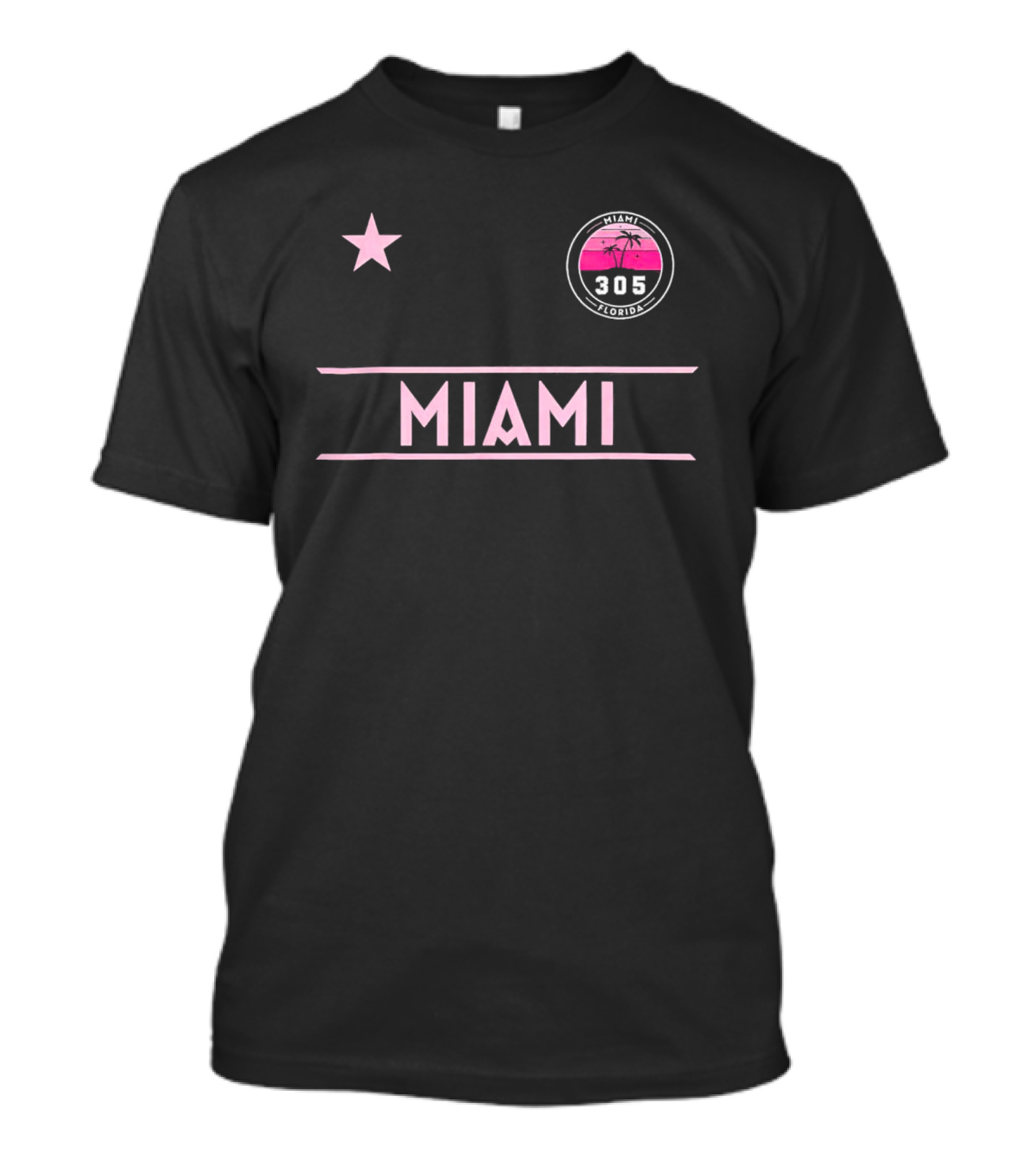 Miami Florida 305 Palm Tree Star T-Shirt