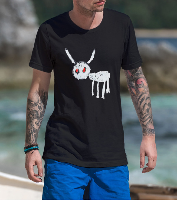 Adonis For All The Dogs With White Abstract Creature Sketch With Red Eyes T-Shirt