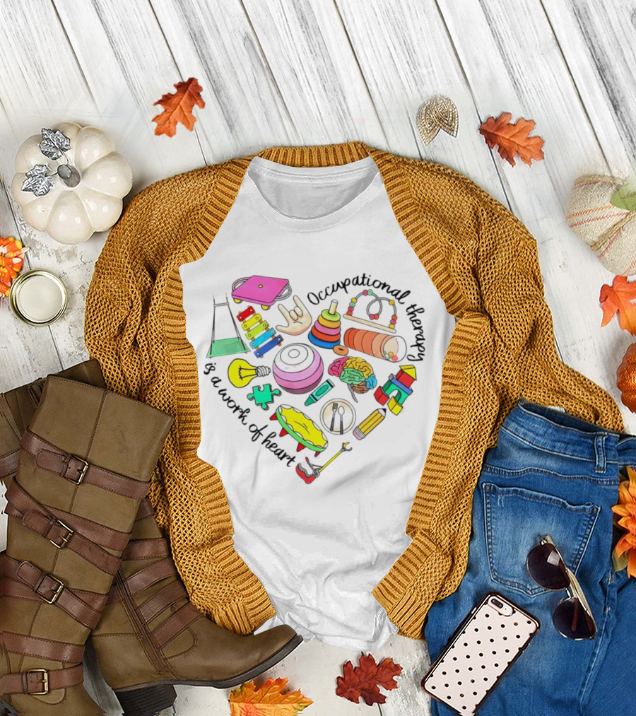 Occupational Therapy Is a Work of Heart Colorful Tools and Toys T-Shirt