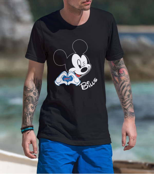 Mickey Heart Hands Buffalo Bills T-Shirt
