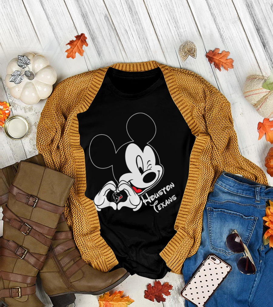 Mickey Mouse Heart Houston Texans T-Shirt