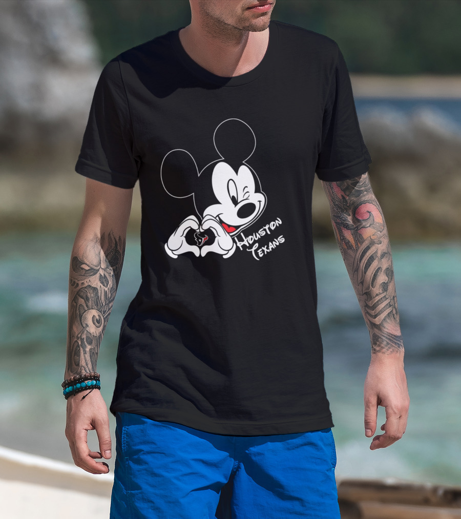Mickey Mouse Heart Houston Texans T-Shirt
