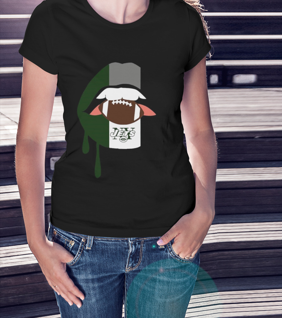 Jets Lips Football Drip New York T-Shirt
