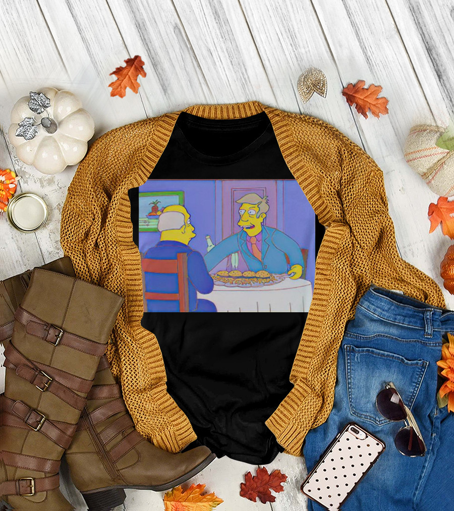 Simpsons Steamed Hams Principal Skinner and Superintendent Chalmers Tea Party T-Shirt