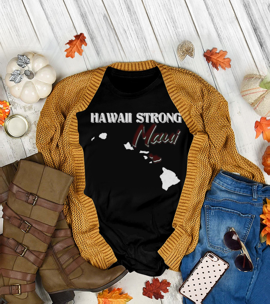 Hawaii Strong Maui Map T-Shirt
