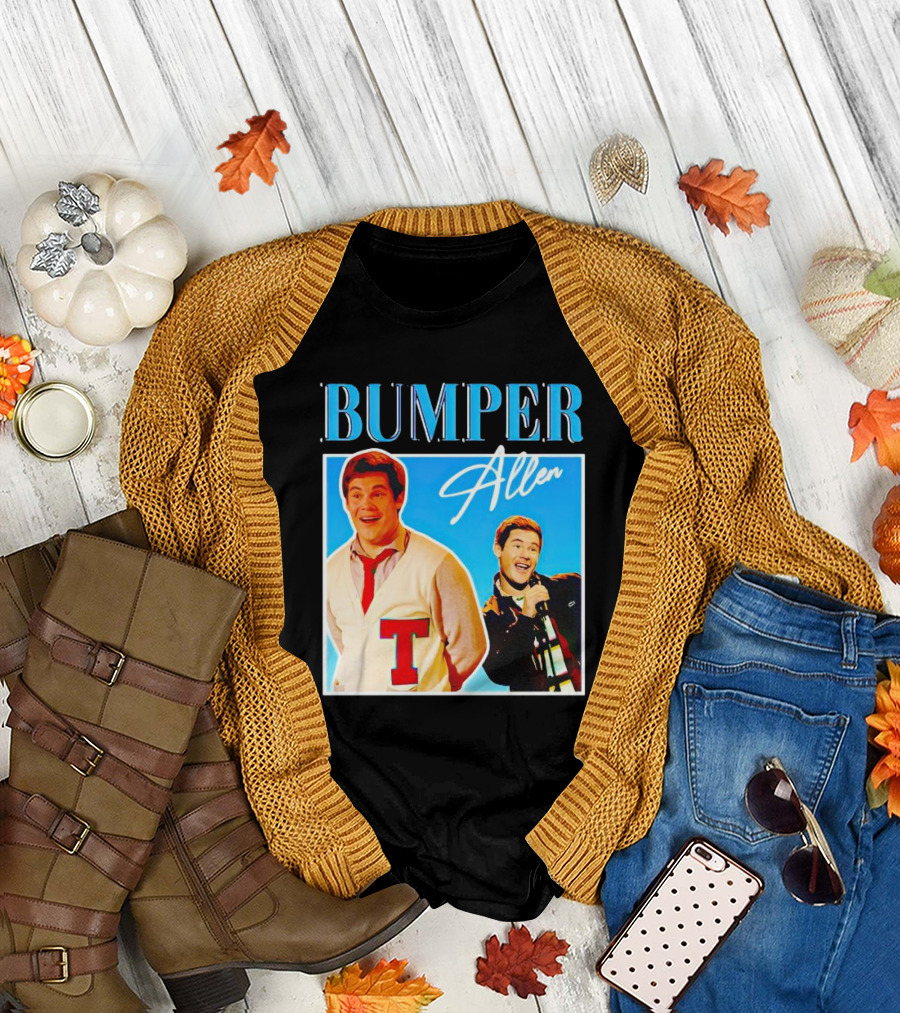 Bumper Allen Collage with Red T Sweater and Microphone T-Shirt