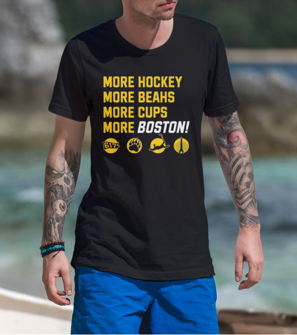 More Hockey More Beahs More Cups More Boston 617 Bear Claw Skater Bridge T-Shirt