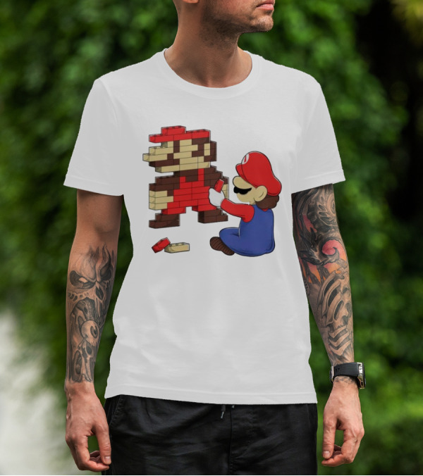 Super Mario Pixel Blocks Retro Builder T-Shirt