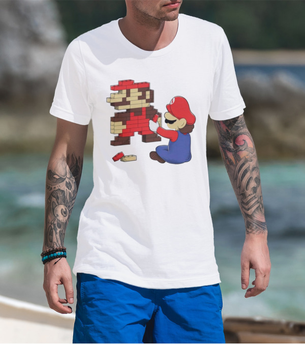 Super Mario Pixel Blocks Retro Builder T-Shirt