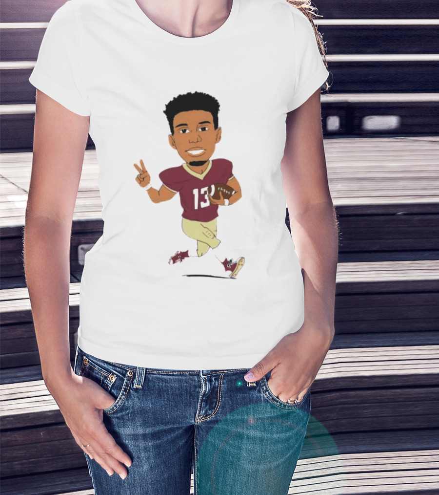 Jordan Travis II Cartoon Football Character Number 13 T-Shirt