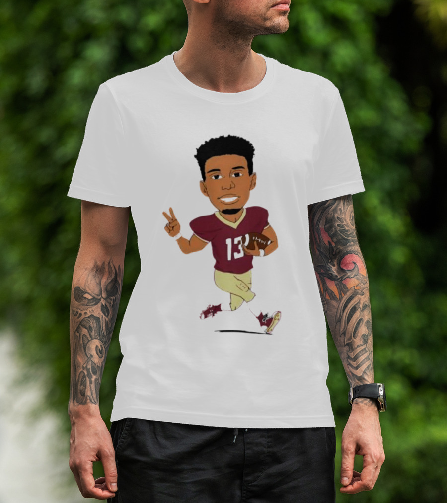 Jordan Travis II Cartoon Football Character Number 13 T-Shirt