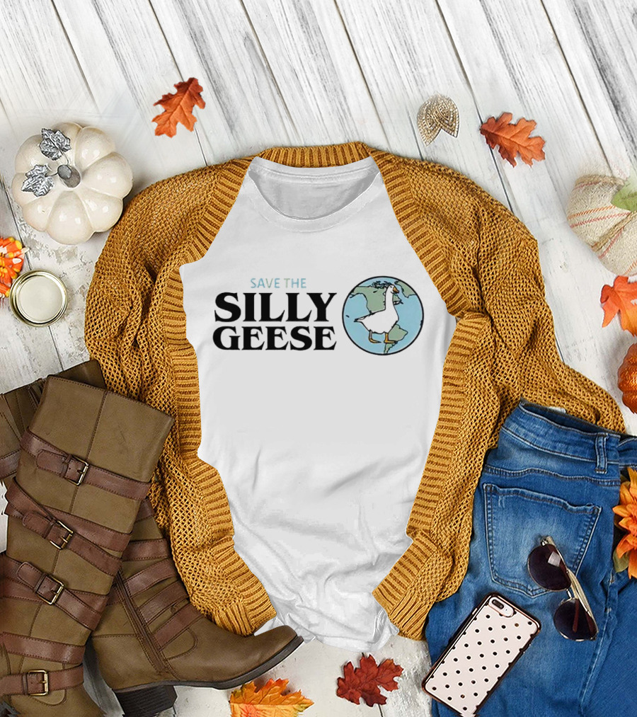 SAVE THE SILLY GEESE Walking Globe Map Goose T-Shirt