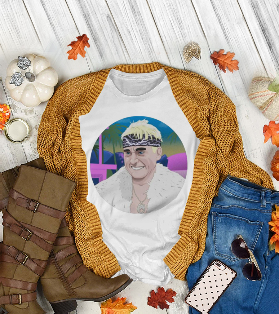 The Patriarchy Is Not Horses 80s Tropical Blonde Figure Fur Headband Necklace T-Shirt