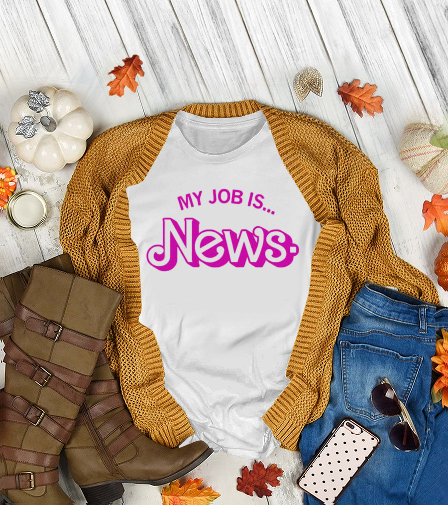 Barbie My Job is News Bold Pink Retro Letters T-Shirt