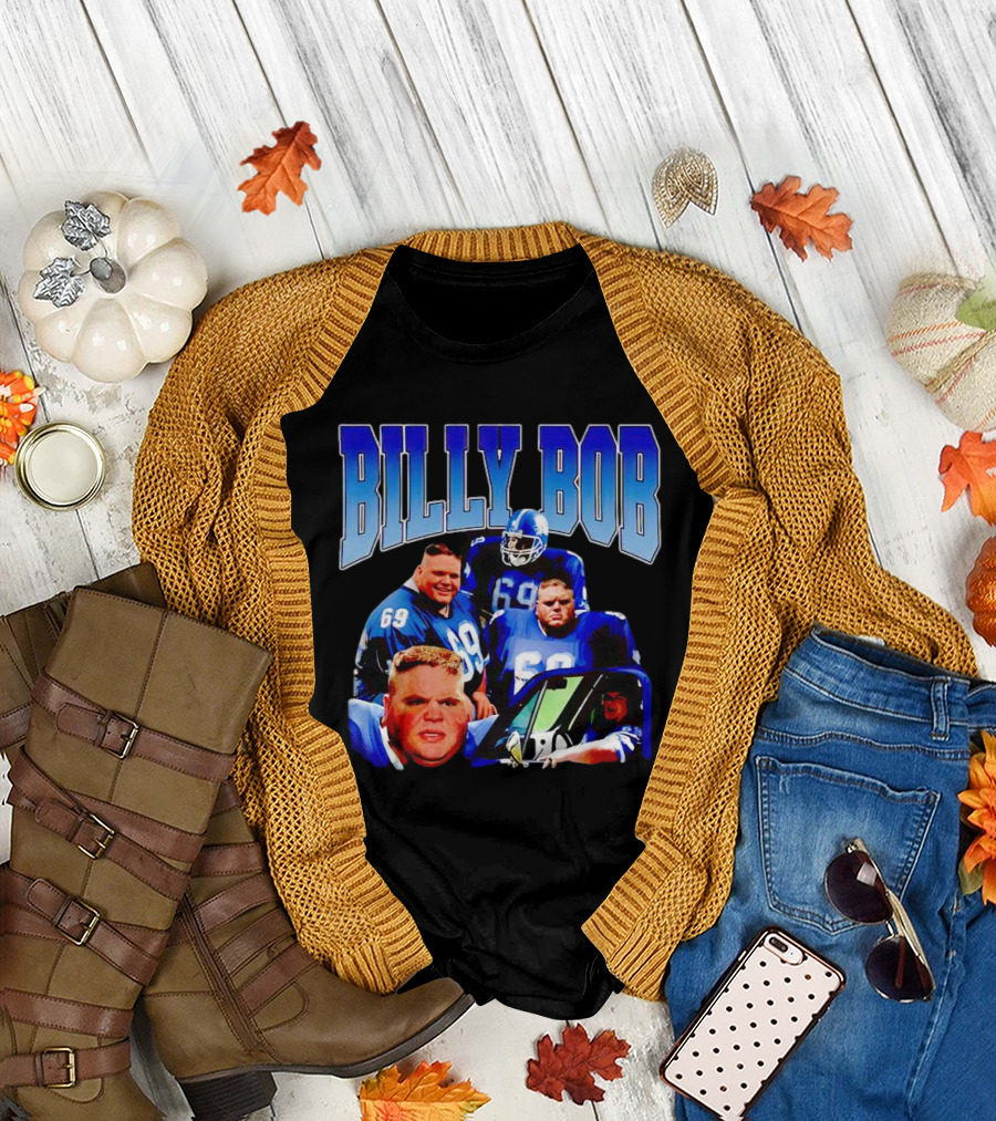Billy Bob Blue Jerseys Number 69 Football Player Montage T-Shirt