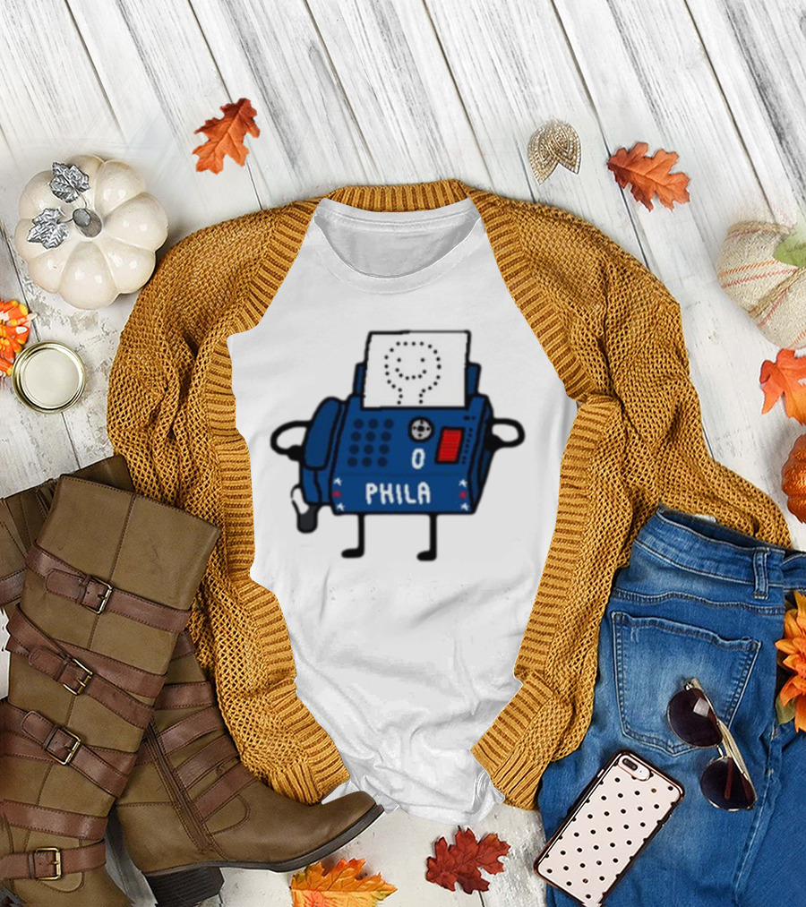 Tyrese Fax-Ey Phila Blue Fax Machine Character T-Shirt