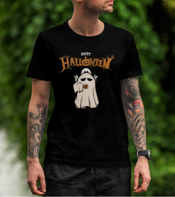 Happy Halloween Ghost Coffee Pumpkin T-Shirt