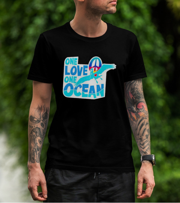 New York Post One Love One Ocean Peace Symbol Bird Heart T-Shirt