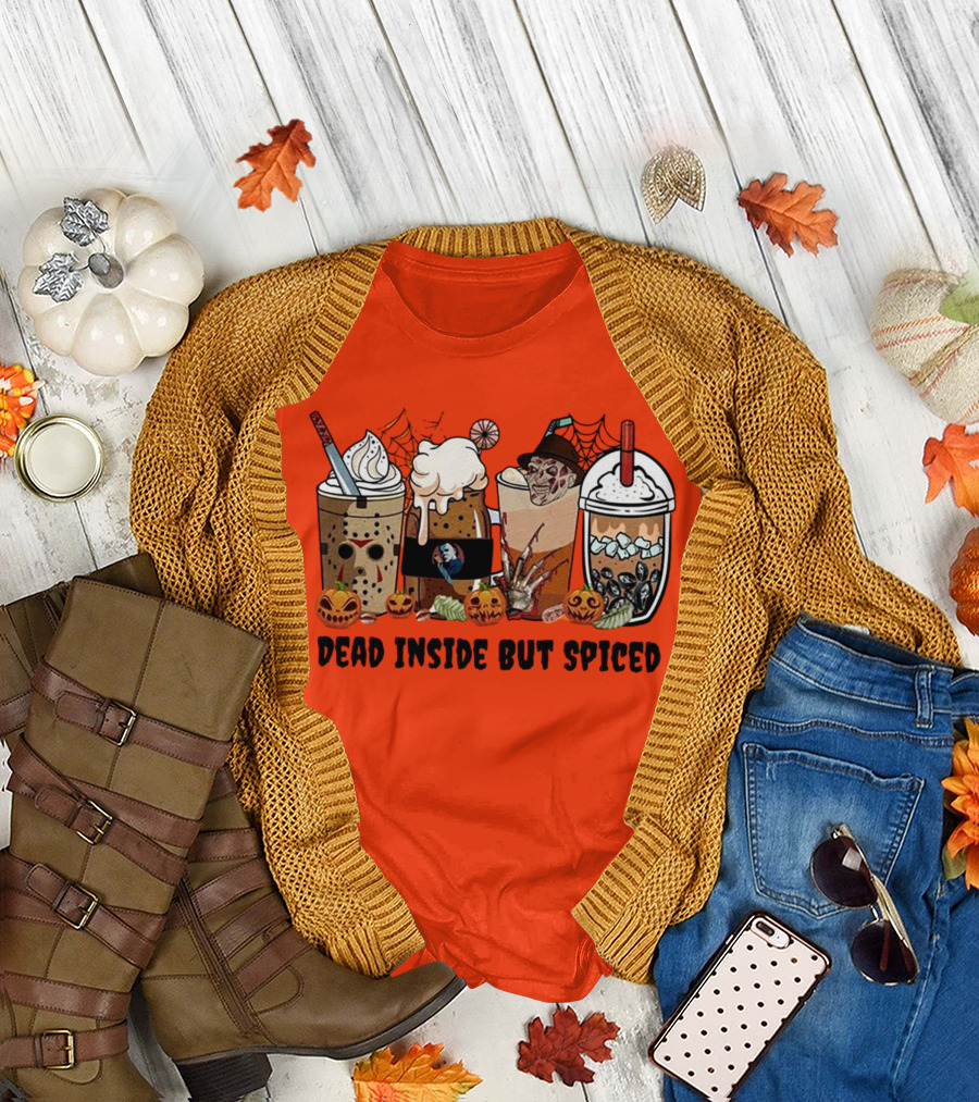 Dead Inside But Spiced Halloween Spooky Pumpkin Latte T-Shirt