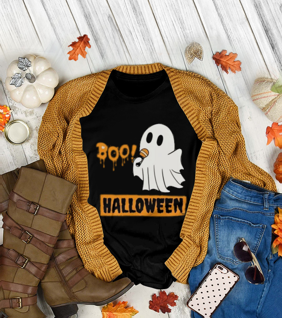 Happy Halloween Boo Cute Singing Ghost Halloween T-Shirt