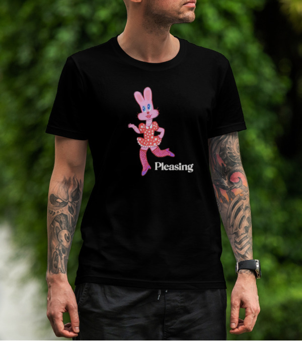 Pleasing Bunny In Red Polka Dot Dress With One Legged Pose T-Shirt