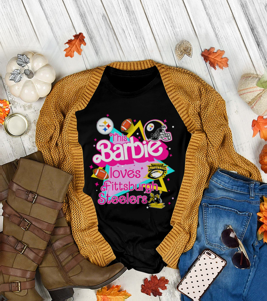 This Barbie Loves Pittsburgh Steelers Football Team Logos and Symbols T-Shirt