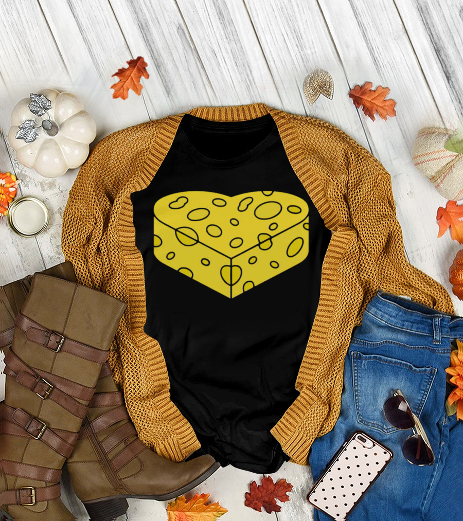 Cheesehead Love Heart-Shaped Cheese Block T-Shirt